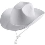 White Cowboy Hat For Men (pack Of 2) White Cowgirl Hat For Women Fits Teens And Adults With Neck Drawstring, Play Costume Accessories, Party Hat, Holloween. Western Parties