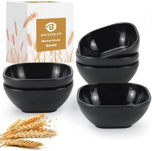 BUSOKIP 5 oz Soy Sauce Dishes, 6 Pack Wheat Straw Small Dipping Bowls, Sauce Bowls Soy Sauce Dish, Small Dip Bowls for Side Dishes, Condiment, Appetizer, Snack (Black)