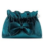 Makeup Bag Lazy Cosmetic Bag Travel Portable Storage Organizer Velvet Make up Pouch with Cute Bowknot for Women and Girl VanFn P.Travel Series Green