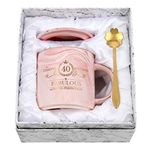 Joymaking 40th Birthday Gift for Women, 12oz Pink Coffee Mug Set with Gift Box, Birthday Gift for Mum Coworkers Friend Boss, Ceramic Coffee Mug for Birthday Gift Christmas Mothers Day