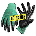 WRKIT 10 Pairs Work & Gardening Gloves for Men & Women | Size 8 Medium | Safety Gloves | Grip Gloves | Ladies Gardening Gloves | Builders gloves | Site gloves | Protective Gloves | Working gloves