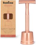 Metal Razor for Women with Safety Razor Stand | Rose Gold Women Razor | Eco Razor Women | Fits All Double Razor Blades | Reusable Razor Women | Zero Plastic | Eco Beauty | Sustainable Home | Bambaw