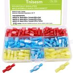 Tnisesm 150Pcs Male/Female Quick Disconnects Spade Wire Crimp Terminal Connectors, Nylon Fully Insulated Electrica Crimp Cold-Pressed Terminal Assortment Kit TN05-MDFN&FDFN