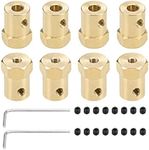 uxcell Hex Coupler 5mm Bore Motor Hex Brass Shaft Coupling Flexible Connector for Car Wheels Tires Shaft Motor 8pcs