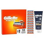 Gillette Fusion5 Regime Set Men, Pack of 10 Razor Blade Refills with Precision Trimmer and Gillette PRO Shaving Cream