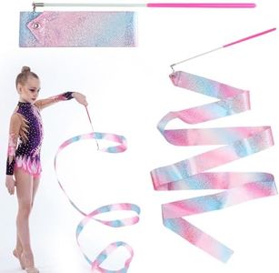 Kit di 2 Nastro Ginnastica Ritmica Bambina, Nastro Danza Ritmica Bambina, Lunghezza 2 Metri, Colore Rosa con Maniglie - Perfetti per Allenamenti e Spettacoli