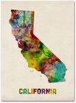 Trademark Fine Art California Map by Michael Tompsett Canvas Wall Art, 18 by 24-Inch