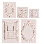 Frame Fondant Mold, 5 Pcs Silicone Frame Clay Lace Molds for Birthday Wedding Cake Decorating, Sugar, Chocolate, Candy, Lace Photo Resin Polymer Moulds for, Graduation Party