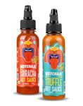 HOTCHAA Dynamic Duo Combo of 2 Truffle Hot Sauce & Sriracha Hot Sauce (170g Each) Spicy & Umami Truffle and Hot & Tangy Sriracha Hot Sauces, Small batch Vegan NO MSG