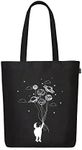 EcoRight 100% Organic Canvas Tote Bag with Zip, Eco-friendly Small Tote Bags for Women for Christmas, Travel, Beach & Shopping, Fly Me to Space, One Size, Fly Me to Space