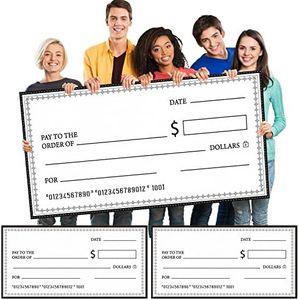 Yeaqee 2 Pcs Giant Check 60 x 30 Inches Dry Erase Big Check for Presentation with Marker Oversized Fake Checks Giant Blank Checks Large Checks for Donation Prize Award Fundraiser Charity