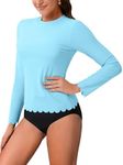 ATTRACO SPF Shirts for Women Long Sleeve Sun Protection Shirts Swim Top Fishing Shirts UPF Powder Blue X-Large