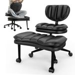 HOMRELEXA Cross Legged Office Chair, Ergonomic Kneeling Chair, Cloud Criss Cross Desk Chair, 360° Swivel Adhd Meditation Chair with Ajustable Height and Back Support, Black