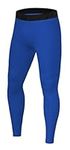 PowerLayer Boys' Running Football Tights Compression Base Layer Leggings - Dazzling Blue, 12-14 Years