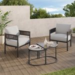 Grand patio 4-Piece Outdoor Conversation Set with 2 Single Chairs and 2 Patio Coffee Tables, Wicker Furniture Set