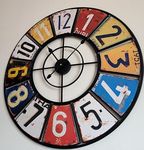 76cm New Shabby Chich Retro Wall Clock - Metal - Large Clock with Vibrant Colours and Vintage Boho Design Style - Large Numerals - Wall Art - Silent