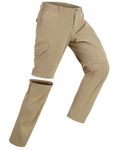 33,000ft Men's Zip-Off Hiking Trousers Quick Dry Stretch Walking Pants Convertible into Shorts Lightweight Cargo Trousers for Camping, Fishing, Travelling, Light Brown 32W x 32L