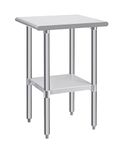 Hally Stainless Steel Table for Prep & Work 24 x 15 Inches, NSF Commercial Heavy Duty Table with Undershelf and Galvanized Legs for Restaurant, Home and Hotel