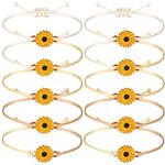 Sureio 20 Pcs Sunflower Bracelets Operation Christmas Gifts Adjustable Handmade Friendship Bracelet Bulk Boho Braided Rope String Bracelets for Women Teen Girls Couples Friend(White, Beige, Khaki)