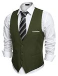 COOFANDY Mens Vest Wedding Formal Suit Vest, Army Green, Medium