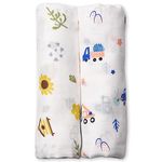 PROFAB Newborn Baby's Super Soft Cotton Printed Muslin Baby Swaddle Sets, Anti-Microbial for Boys and Girls - Beehive & Crane (Pack of 2)