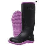 HISEA Women's Rain Boots, Waterproof Insulated Rubber Neoprene Boots, Durable Anti-Slip Knee High Outdoor Work Boot for Hunting Gardening Farming Yard Mud Working, Size 7 Purple