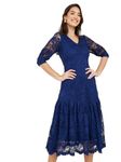 Styli Women's Polyester A-Line Midi Dress (7005790139_Navy Blue_XL)