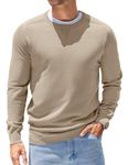 COOFANDY Pullover Sweaters for Men Crew Neck Sweater Casual Sweatshirt Basic Fall Clothes Khaki