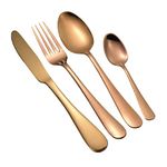 1Above 16 Pieces Cutlery Set for 4 People, Stainless Steel Flatware Set with Spoon, Knives and Fork. Dishwasher Safe, Easy Clean, Mirror Polished (Copper)