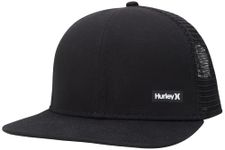 Hurley Men's Caps - Flat Brim Snap Back Baseball Cap Supply Trucker Hats for Men, Black, One Size