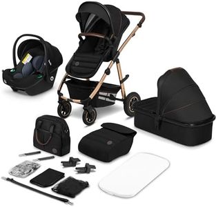 LIONELO Amber Kinderwagen 3 in 1 Kombikinderwagen Set sportlicher Sitz fester Babywanne Autositz Tasche Moskitonetz Regenschutz XXL-Dach mit Sonnenschutz