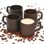 Eha Earth-Friendly Comfy Coffee Cup Set of 4 |200 ml| Made with Rice Husk & Bamboo Fibers | Microwave Safe | for Hot & Cold Coffee Mug, Tea & Milk |Coffee