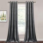 STYLOCASA Suede Velvet Plain Blackout Door Curtains for Living Room Bedroom Thermal Insulated Room Darkening Curtain - 10 Feet Long, Grey, Set of 2 Pieces