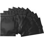 100 Pack Mylar Bags - 4 x 6 Inch Resealable Foil Pouch Bag Ziplock Bags Food Storage Pouch Matte Black