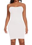 Betaven Women's Shapewear Slip Dress Tummy Control Slips Camisole Full Slip for Under Dress Seamless Body Shaper,White,Medium