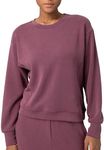 Colorfulkoala Women's Long Sleeve Athletic Sweatshirt Modal Pullover Cropped Tops(XXL, Plum Red)