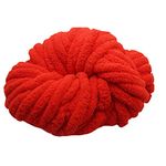 Red Fat Chenille Yarn,Arm Knitting Yarn,Fluffy Chunky Yarn for Arm Knitting or Hand Knitting,Chunky Blanket Yarn,250g