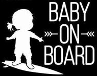 VDC | Baby On Board Surfer Girl Toddler Baby White Vinyl Car/Laptop/Window/Wall Decal