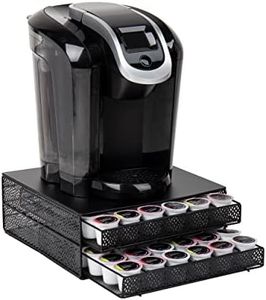 Mind Reader Single Serve Coffee Pod Organizer with 2 Drawers, 72 Pod Capacity, Metal Mesh, 13" L x 12.75" W x 5" H, Black