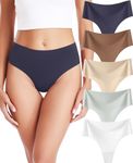 RHYFF High Waisted Thongs for Women Tummy Control Thong Soft Seamless Underwear No Show High Rise Panties XS-XL（R0835L-White）