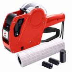 MX5500 Pricing Tag Gun with 5150 pcs White Label Gun Stickers & 3 Extra Inker Rollers, Pricing Label Gun, 8 Digits Retail Pricing Gun and Labels for Grocery Store, Food (Red)