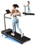 Superun Walking Pad Treadmill with Incline and Handle Bar, 3.0 HP Foldable Treadmills 300LBS Capacity Folding Walking Pad 3 in 1 Under Desk Treadmill Remote Control with APP