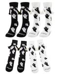 Halloween Holding Hands Socks, 4 Pairs Cute Funny Magnetic Hand Holding Socks for Women Men, Crazy Spooky Socks Couple Gifts with Ghost Printed, Novelty Socks for Adult, Kids, Friends