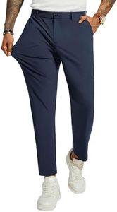 PJ PAUL JONES Men's Casual Pants Elastic Waist Lightweight Dress Pants Stretch Regular Fit Business Pants Trouser Blue Grey L