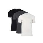 True Classic Men's Crew Neck Short Sleeve T-Shirt, 3-Pack - Carbon, White, Black, Large