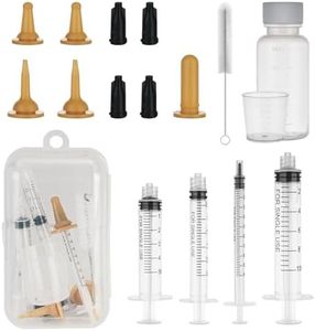 Kitten Feeding Syringe for Feeding, Kitten/Puppy Nursing Feeding Kit, Syringe with Silicone Nipple, Oral Dosing Syringe, Soft Bpa-Free Nipples, Medicine Dispenser & Travel Case for Cats