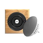 Traditional High Quality Square Wireless Doorbell in Honey Oak and Black Recordable Chime
