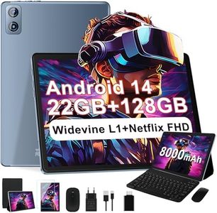 Dghrti Tablet 10 Pulgadas Android 14, 22GB RAM + 128GB ROM/TF 1TB, UFS 2.1 Flash, 8-Core 2.0GHz, Widevine L1/8000mAh/Dual WiFi/5MP+8MP/Face ID,BT 5.0, GPS, con Carcasa MetÃlica, Teclado y Ratón (Gris)
