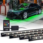 Xprite Car Underglow Neon Accent Strip Lights Kit 8 Color Sound Active Function and Wireless Remote Control 4 PCs LED Underbody System Light Strips w/ 6FT Extension Wire & Cable Tie