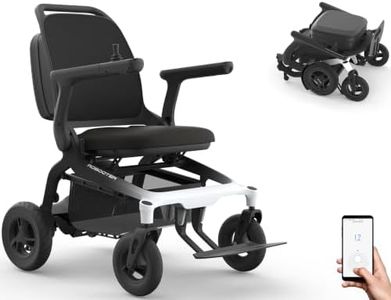 Robooter E80, 35 lb Ultralight Folding Travel Power Chair - 330 lb Weight Capacity, Carbon Fiber Frame, Smart Lightweight Foldable Motorized Electric Wheelchair for Adults & Seniors, Airline-Approved